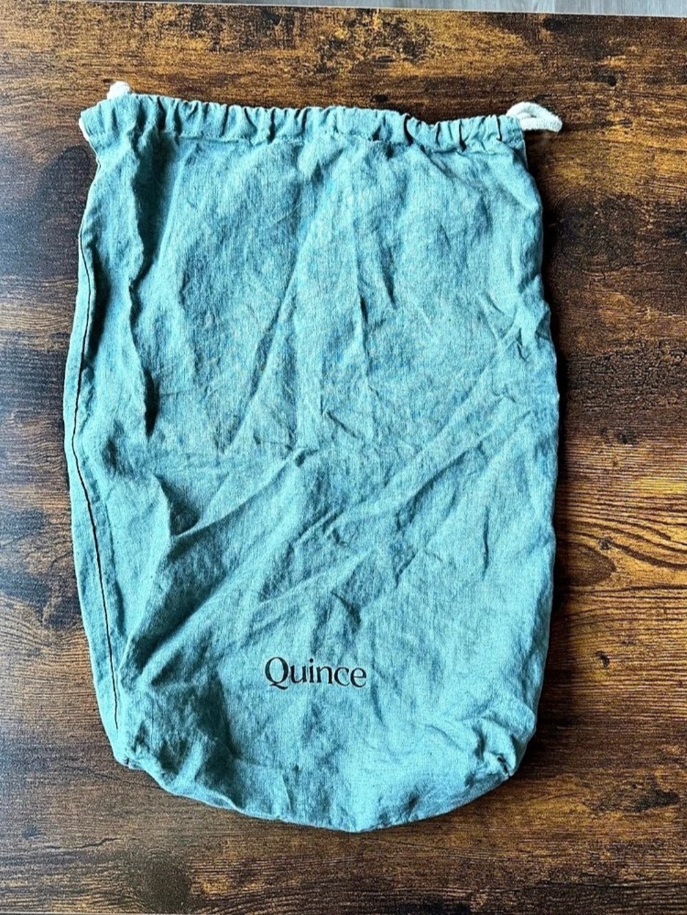 Quince Linen Drawstring Bag Blue Green King Cal King Travel Bag